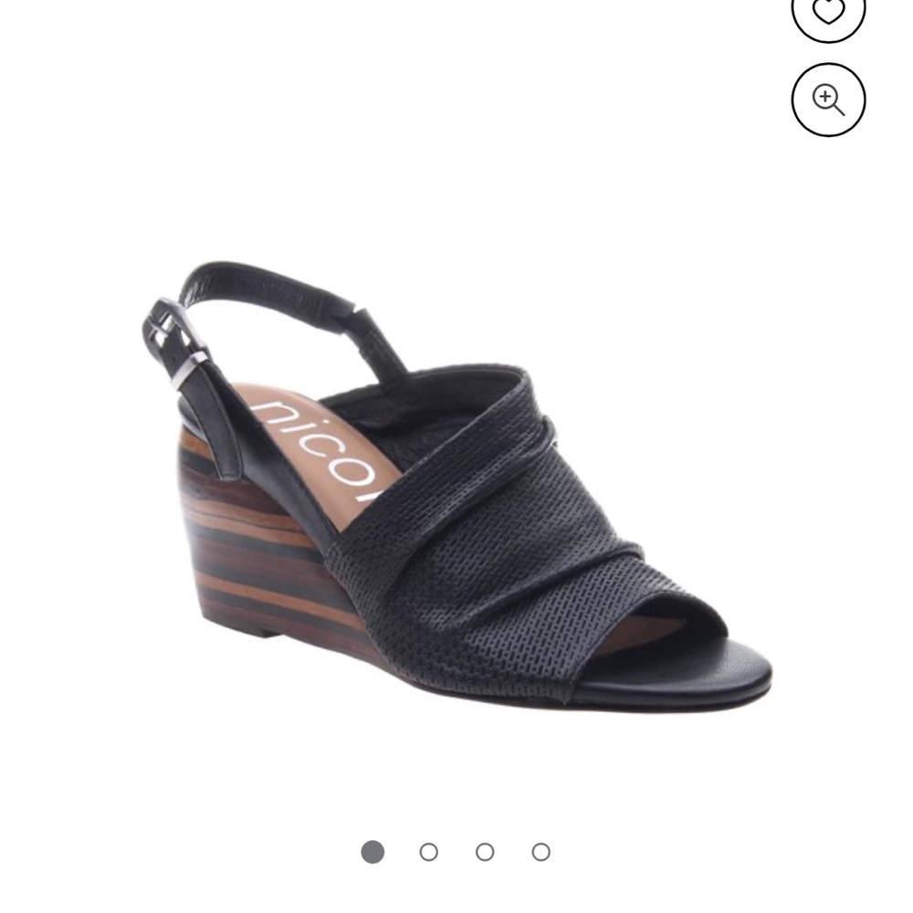 New Nicole Aziza Black Wedge Sandal